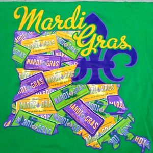 Mardi gras Louisiana licenses plate extra large t-shirt